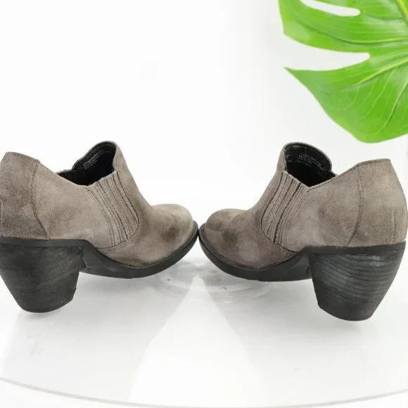Born Womens Fredrika Boots Size 8.5 Gray Distressed Suede Bootie Mid Block Heel - Picture 6 of 12